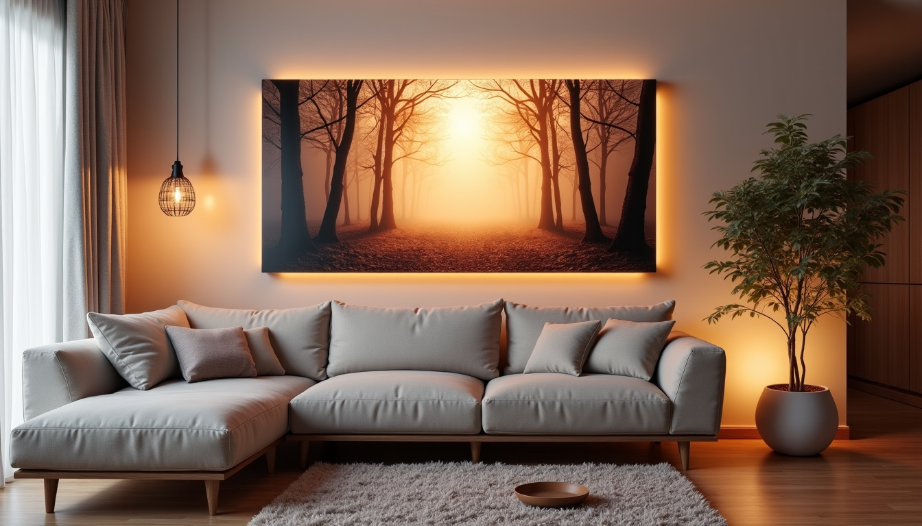 Panneau chauffant Surya personnalisé avec une image de nature en salon