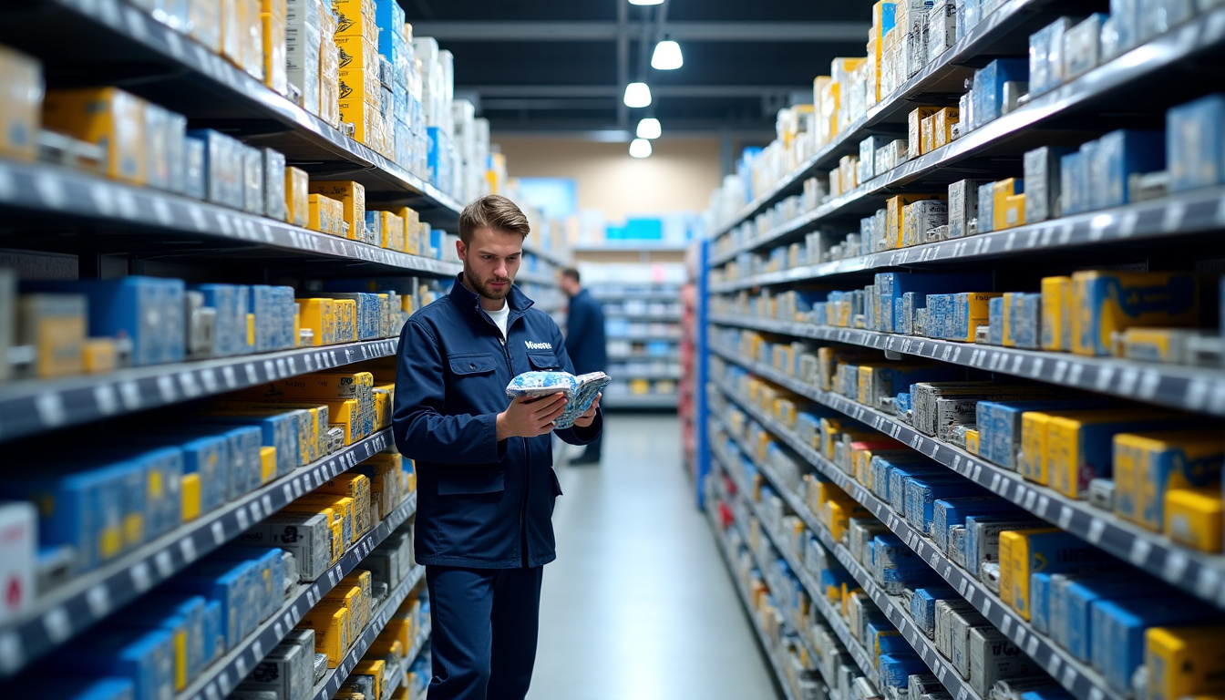 Assortiment complet de fixations, outils et consommables Würth exposés en magasin