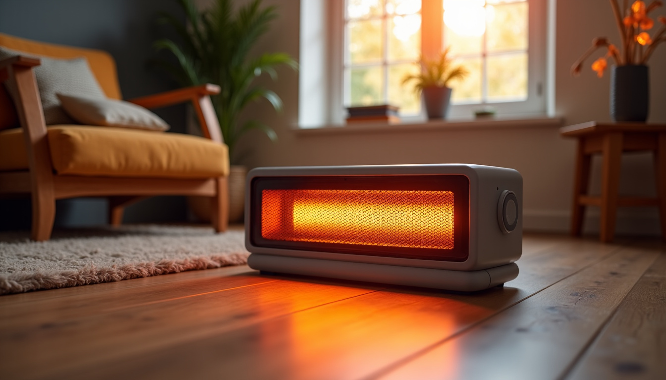 Chauffage d’appoint au gaz de type infrarouge posé dans un salon