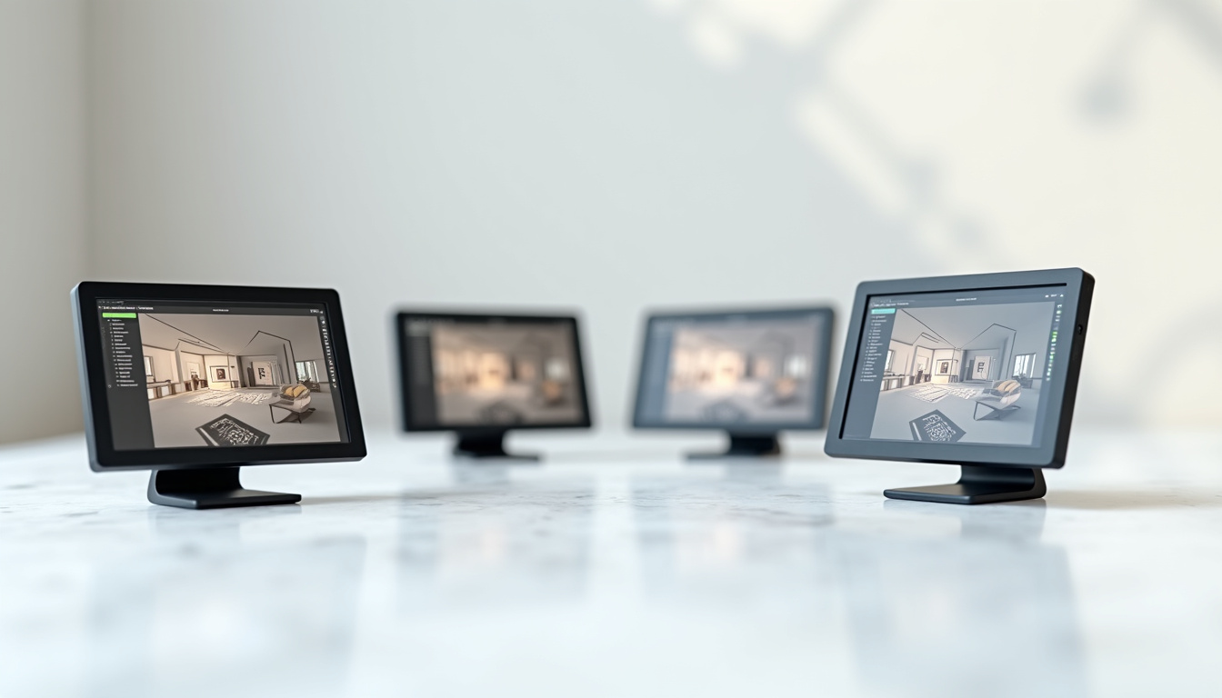 Comparaison visuelle des interfaces de Space Designer 3D, Planner 5D et SketchUp