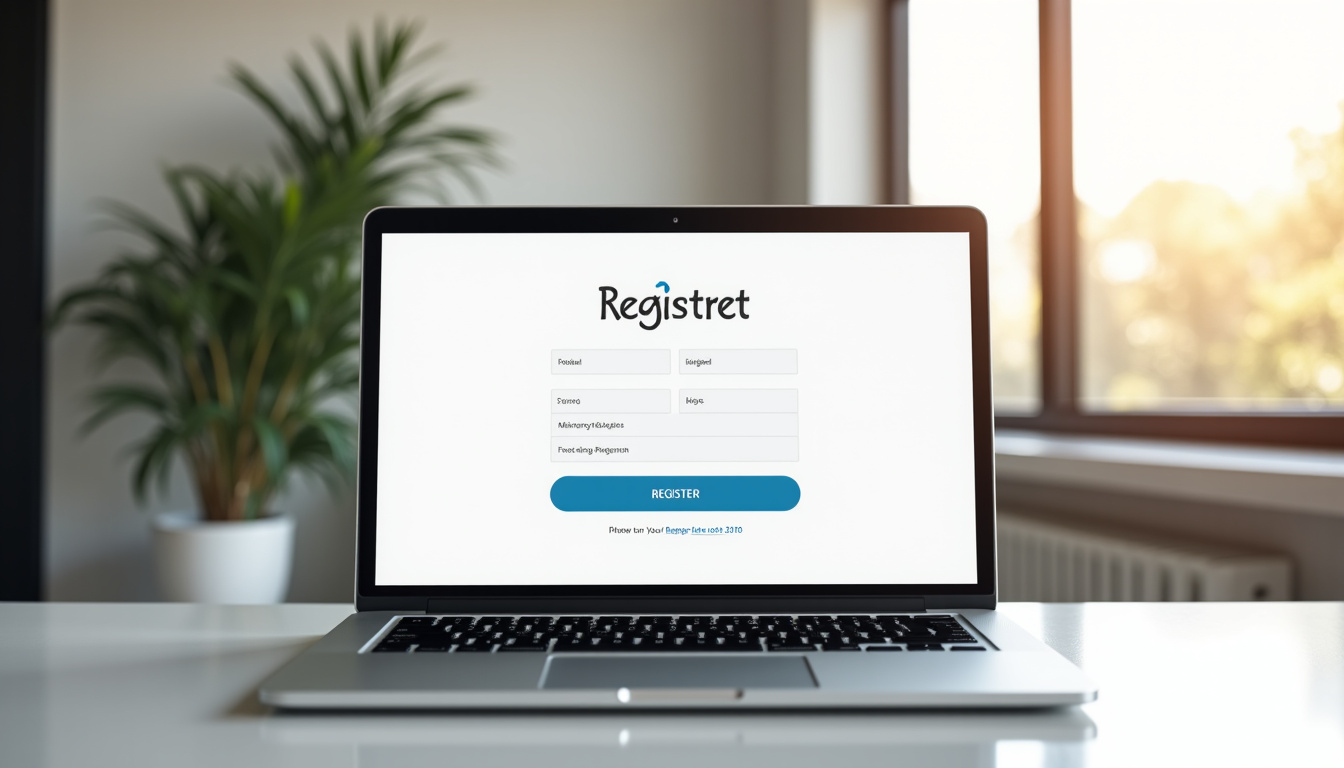 Écran d’ordinateur montrant le formulaire d’inscription sur le site Würth e-shop