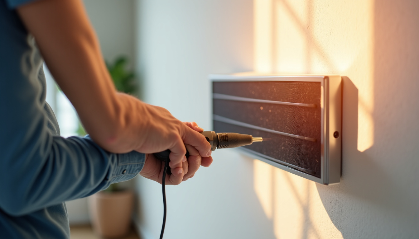 Installation d’un panneau infrarouge au mur avec perceuse et chevilles