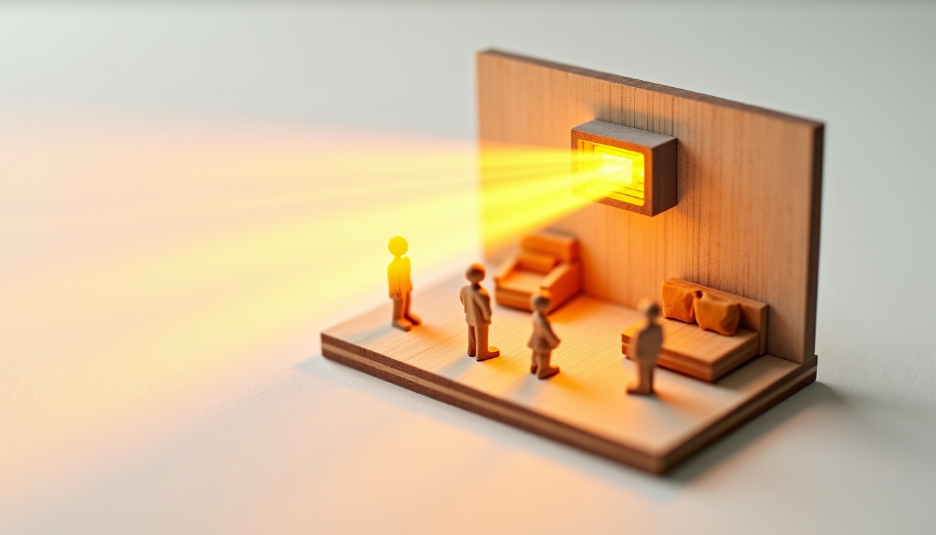 Schéma de fonctionnement d’un chauffage infrarouge montrant les ondes qui chauffent directement les surfaces et les personnes