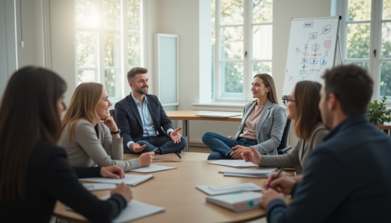 Atelier de découverte de métiers organisé par France Travail avec un conseiller et des participants