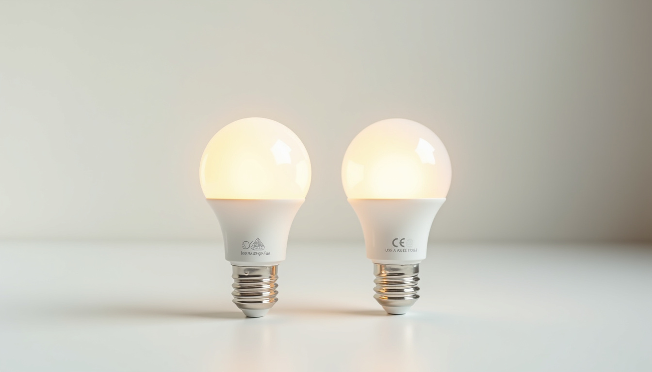 Comparaison d’ampoules LED avec et sans certification CE et Energy Star