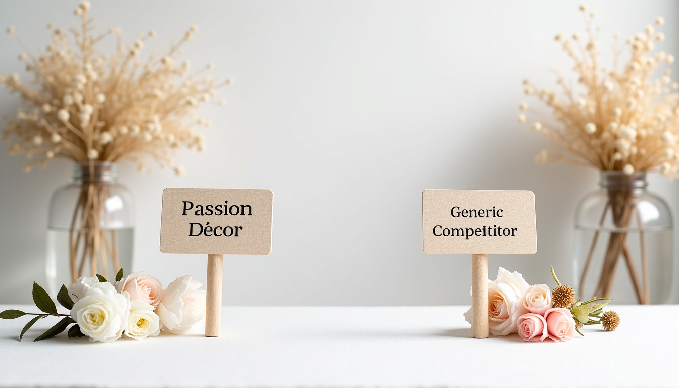 Comparaison visuelle entre Passion Décor et des sites comme Harmony Floral et Imagine Décor