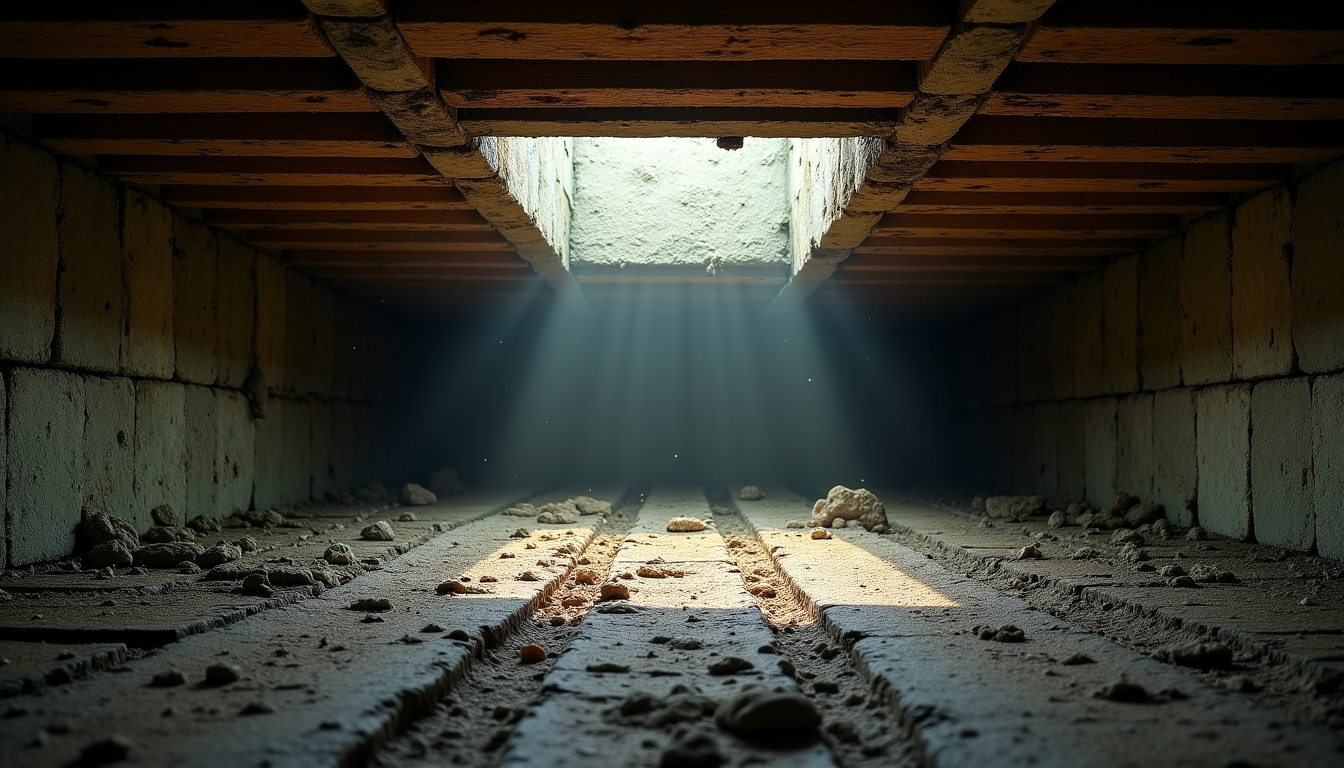 Diagnostic d’un plancher bas en maison ancienne avant isolation, avec inspection des poutres et du vide-sanitaire