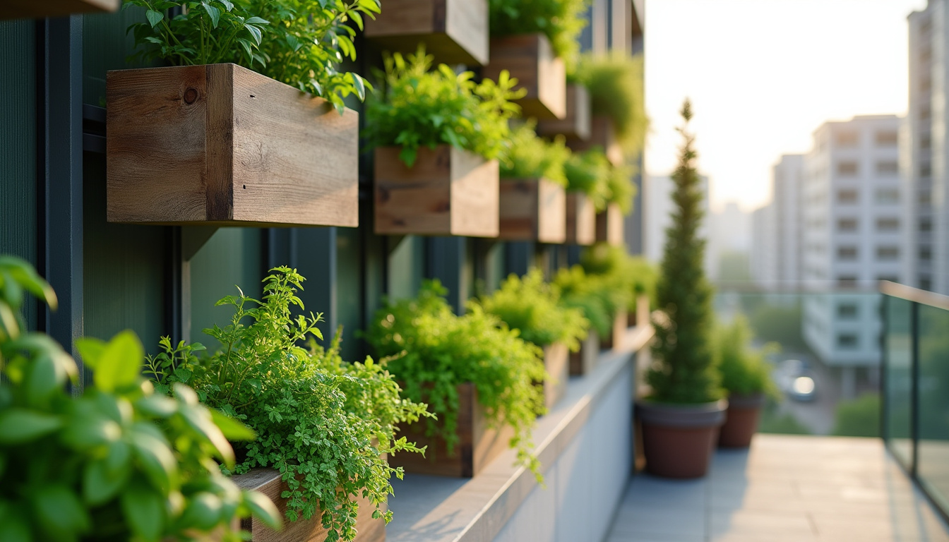 Installation d’un jardin vertical sur une terrasse en ville avec des bacs modulaires et des herbes aromatiques