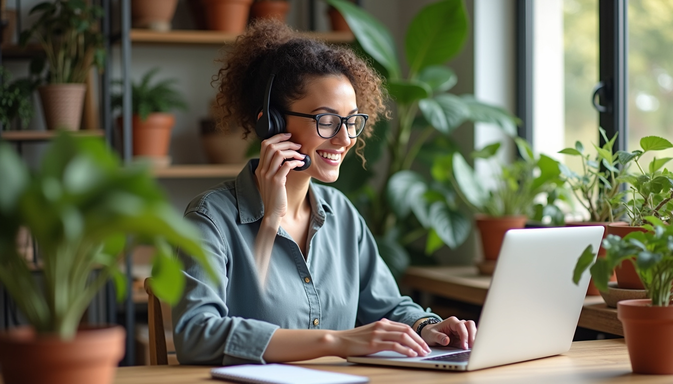 Service clientèle de M-Jardin.fr répondant à un appel téléphonique