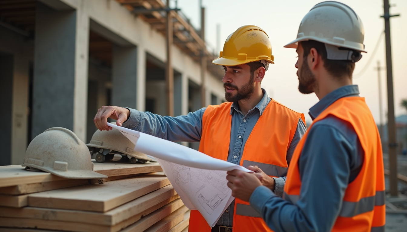 Conducteur de travaux en réunion sur un chantier