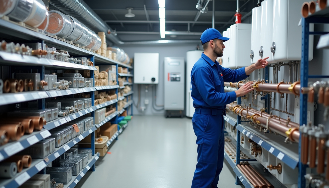 Intérieur du magasin Cedeo Paris 18, rayons chauffage et plomberie bien organisés